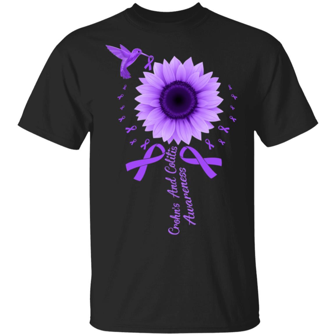 Hummingbird Sunflower Purple Crohn's And Colitis Awareness