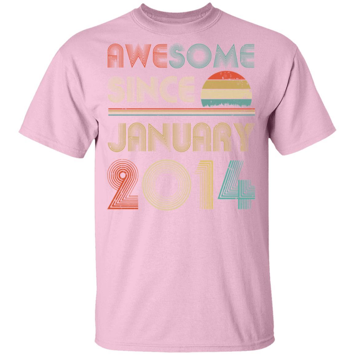 Awesome Since January 2014 Vintage 7th Birthday Gifts Youth-Youth Shirt-Youth T-Shirt-Light Pink