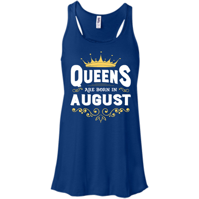 Queens Are Born In August-T-Shirt & Hoodie-Women's Flowy Racerback Tank-True Royal