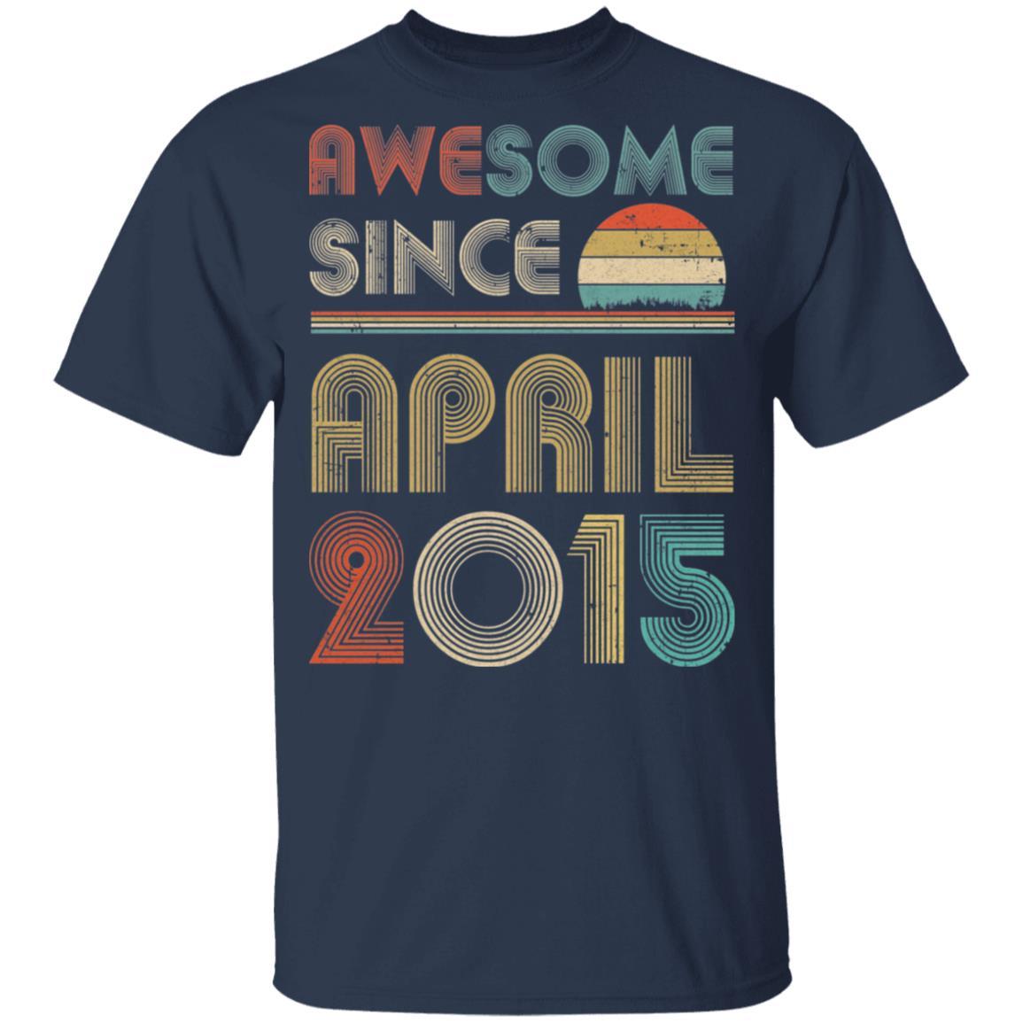 Awesome Since April 2015 Vintage 6th Birthday Gifts Youth-Youth Shirt-Youth T-Shirt-Navy