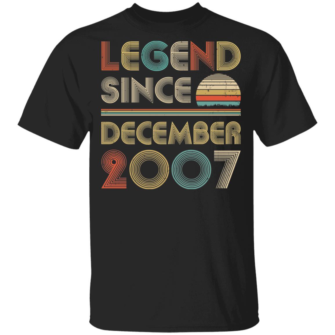 Legend Since December 2007 Vintage 14th Birthday Gifts Youth-Youth Shirt-Youth T-Shirt-Black
