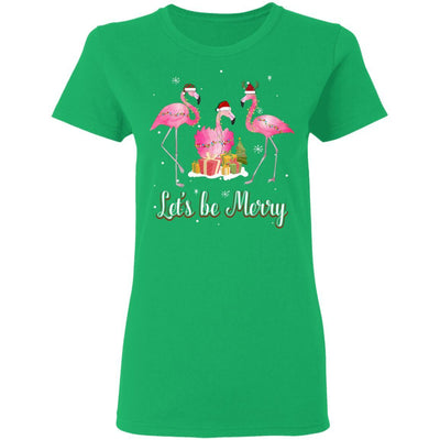 Family Holiday Let's Be Merry Christmas Flamingo-T-Shirt & Sweatshirt-Women's T-Shirt-Irish Green