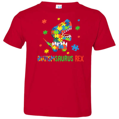 Autismsaurus Rex Autism Dinosaur T-Rex For Kids Youth-Youth Shirt-Toddler T-Shirt-Red