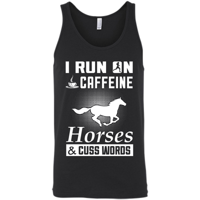 I Run On Caffeine Horses And Cuss Words-T-Shirt & Hoodie-Unisex Tank-Black