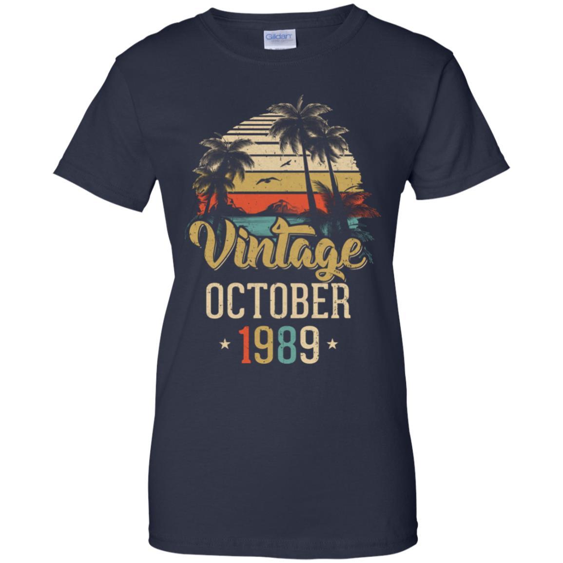 Retro Classic Vintage October 1989 32th Birthday Gift-T-Shirt & Hoodie-Women's T-Shirt-Navy