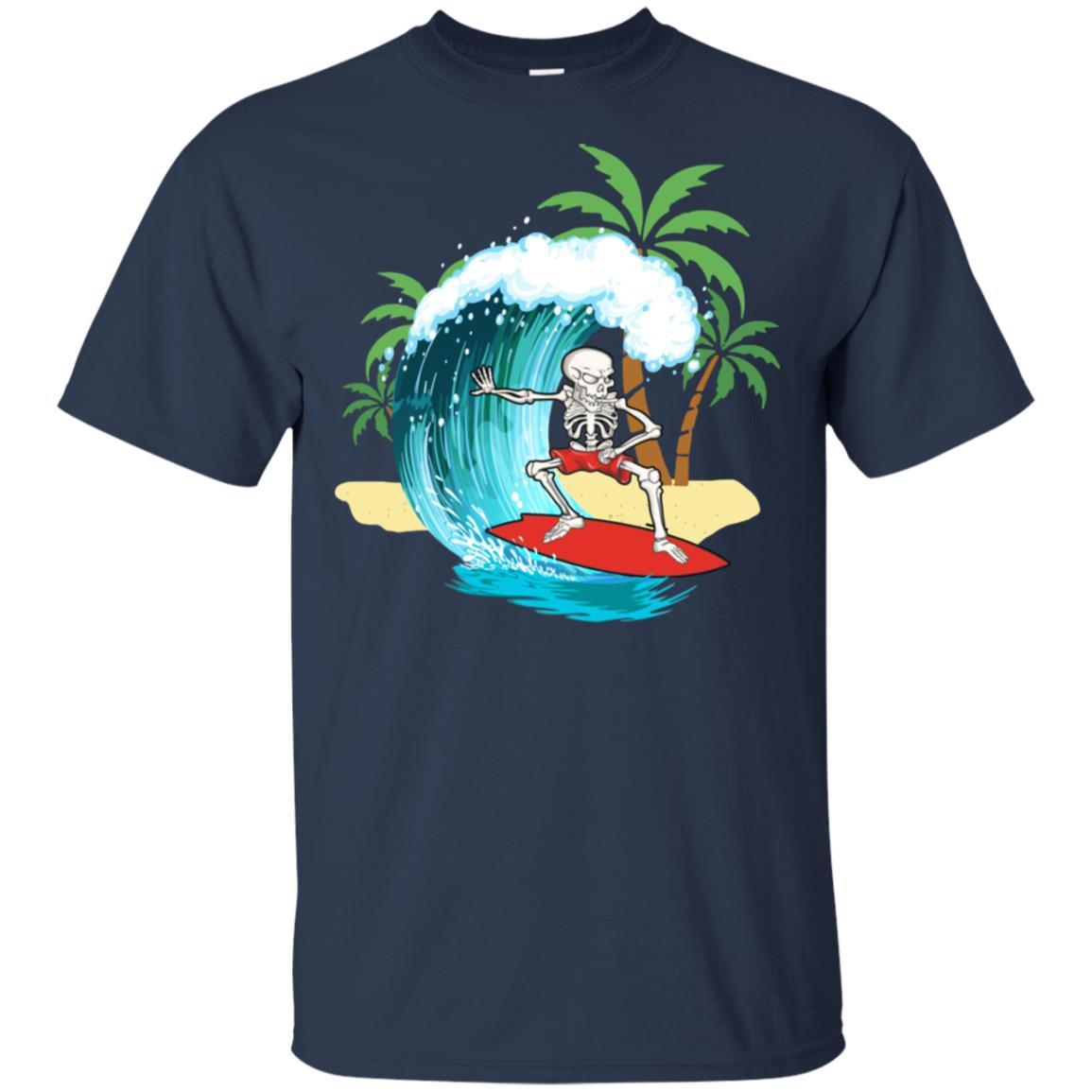 Funny Human Skeleton Skull Surfing-T-Shirt & Hoodie-Classic T-Shirt-Navy