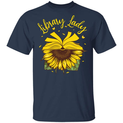 Librarian Library Lady Sunflower Lover-T-Shirt & Tank Top-Classic T-Shirt-Navy