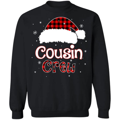 Cousin Crew Plaid Red Family Matching Christmas Pajamas-T-Shirt & Sweatshirt-Crewneck Sweatshirt-Black