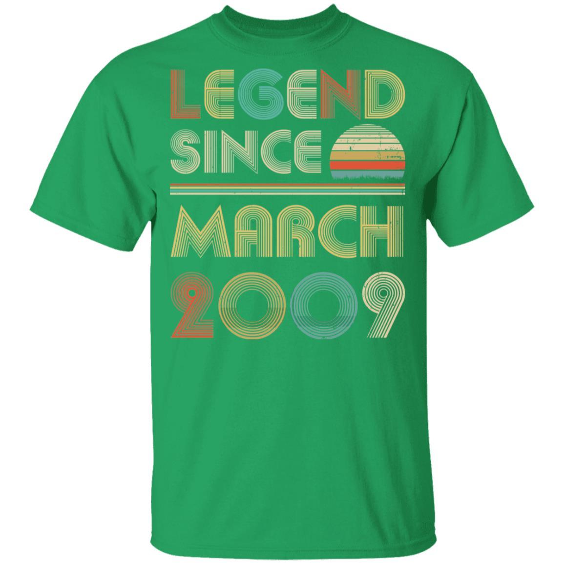 Legend Since March 2009 Vintage 12th Birthday Gifts Youth-Youth Shirt-Youth T-Shirt-Irish Green