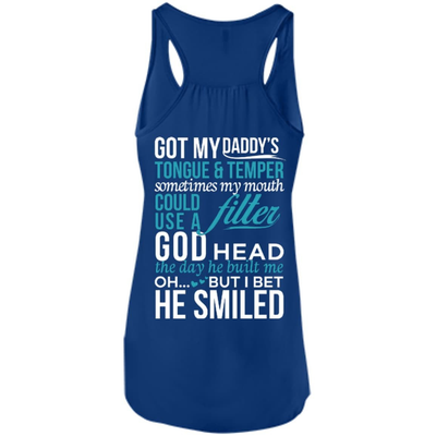 Got My Daddy's Tongue And Temper-T-Shirt & Hoodie-Women's Flowy Racerback Tank-True Royal