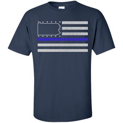 Pennsylvania Thin Blue Line Police State-T-Shirt & Hoodie-Classic T-Shirt-Navy