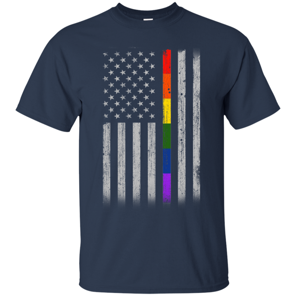 Rainbow Lesbian Gay Pride LGBT America Flag-T-Shirt & Hoodie-Classic T-Shirt-Navy