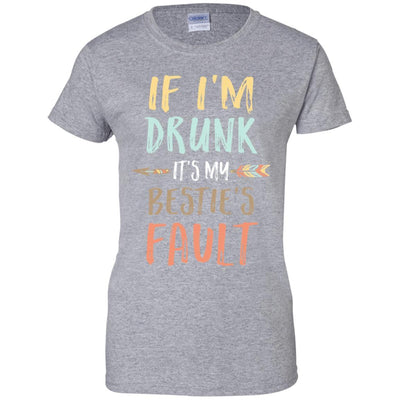 Funny If I'm Drunk It's My Bestie's Fault Drink Wine Lover-T-Shirt & Tank Top-Women's T-Shirt-Sport Grey