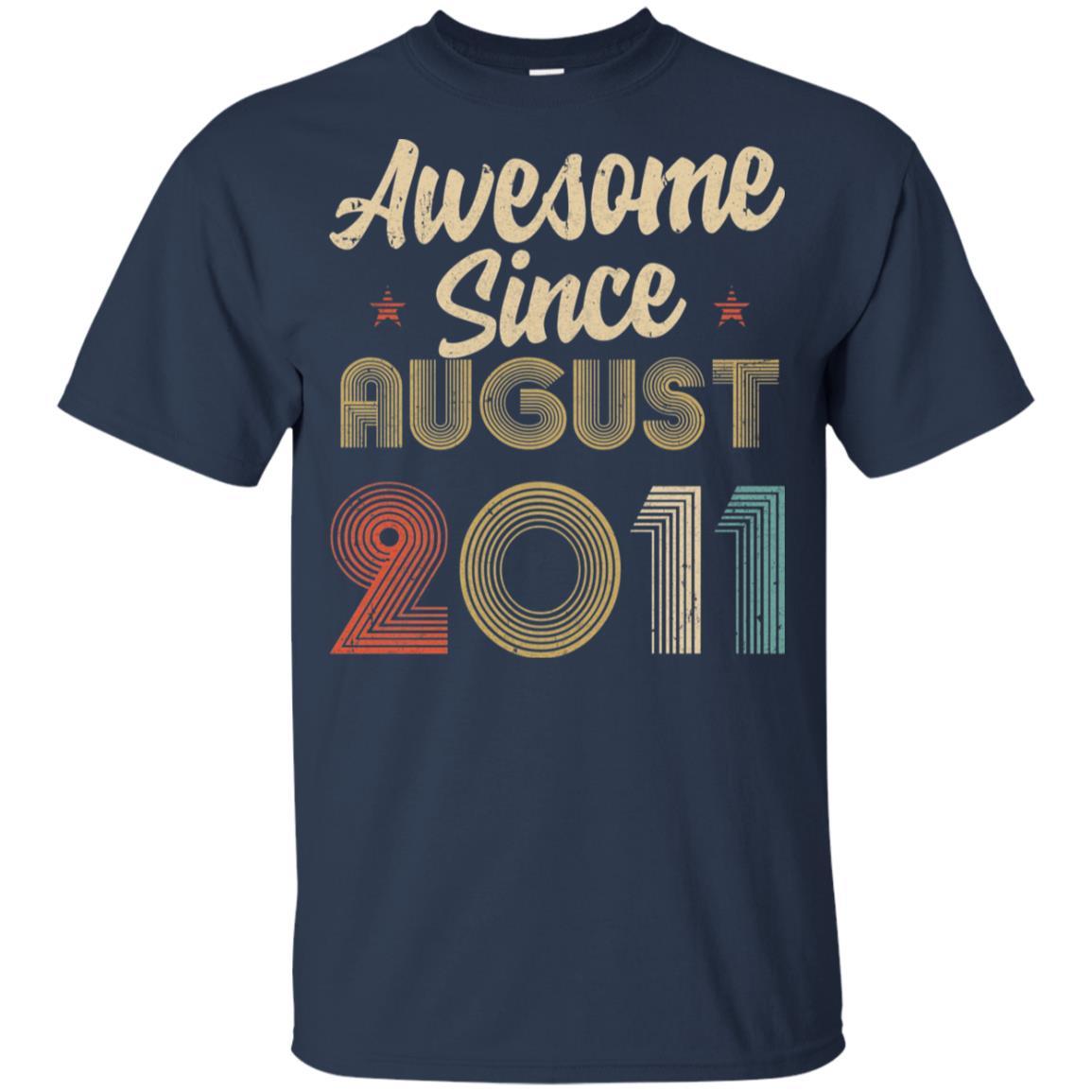 Awesome Since August 2011 Vintage 10th Birthday Gifts Youth-Youth Shirt-Youth T-Shirt-Navy