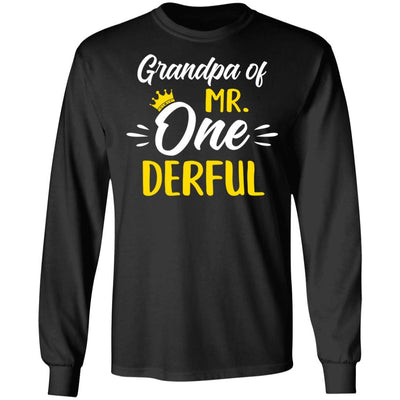 Grandpa Of Mr Onederful 1st Birthday Party Costumes Gifts-T-Shirt & Hoodie-Long Sleeve T-Shirt-Black
