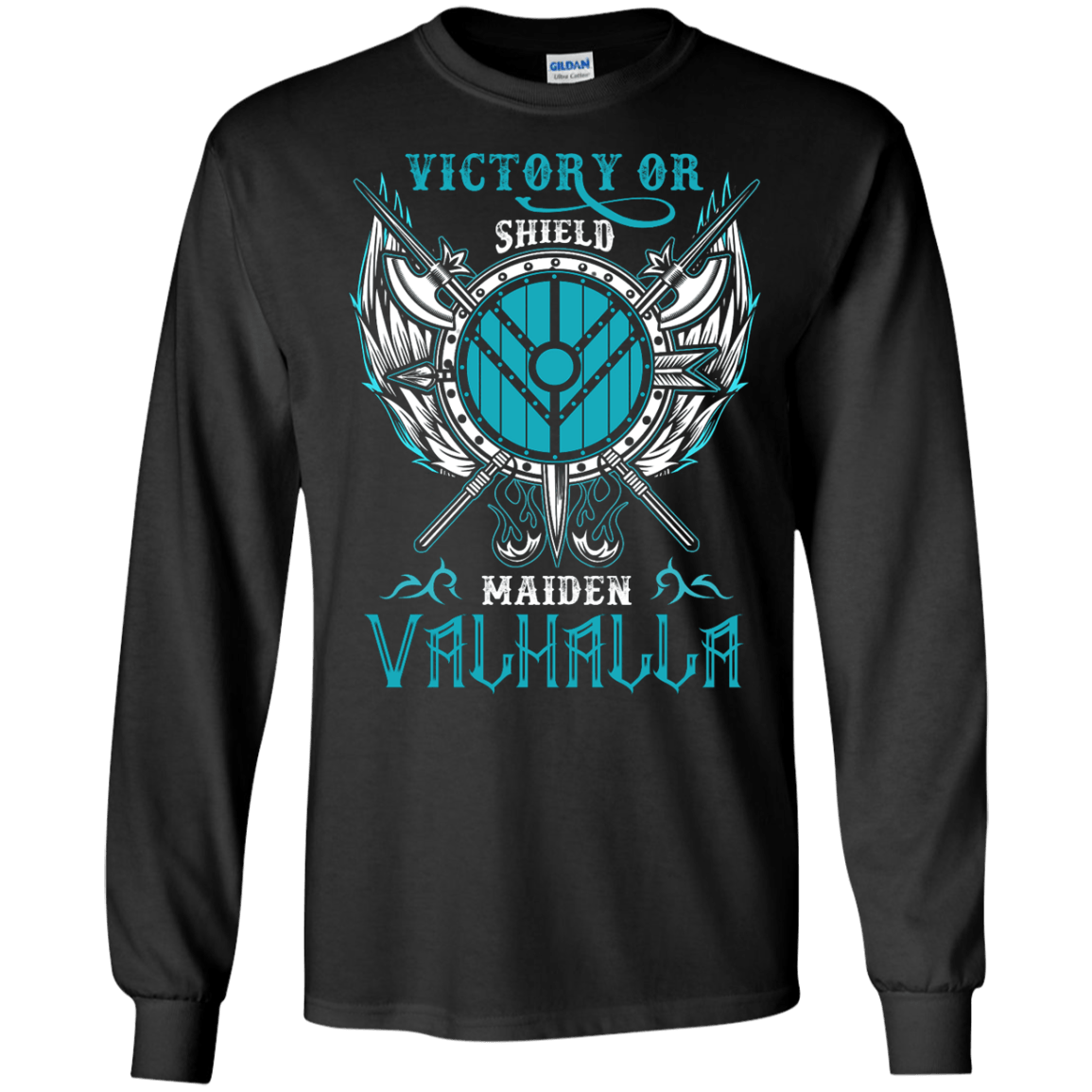 Shieldmaiden Victory Or Valhalla-T-Shirt & Hoodie-Long Sleeve T-Shirt-Black
