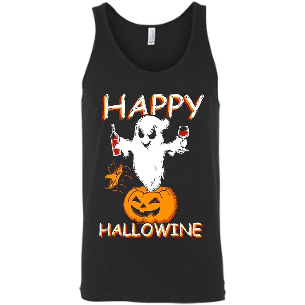 Happy Hallowine - Halloween Wine-T-Shirt & Hoodie-Unisex Tank-Black