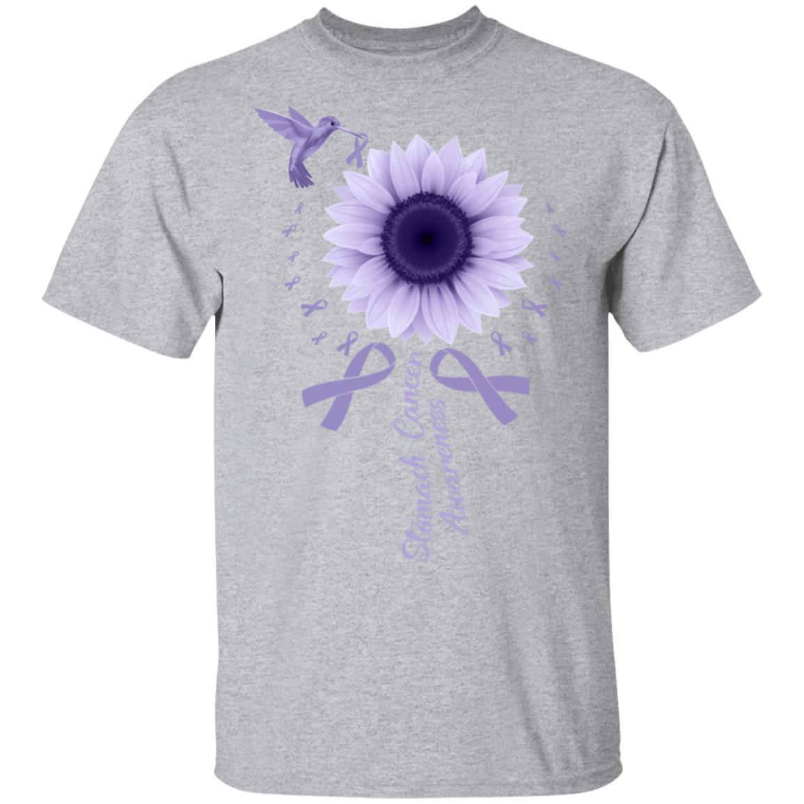 Hummingbird Sunflower Periwinkle Stomach Cancer Awareness-T-Shirt & Hoodie-Classic T-Shirt-Sport Grey