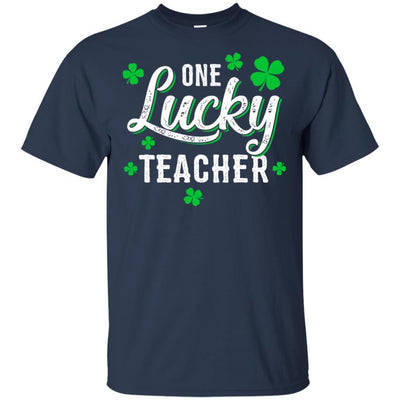 One Lucky Teacher Irish Shamrocks Funny St Patrick Day-T-Shirt & Hoodie-Classic T-Shirt-Navy