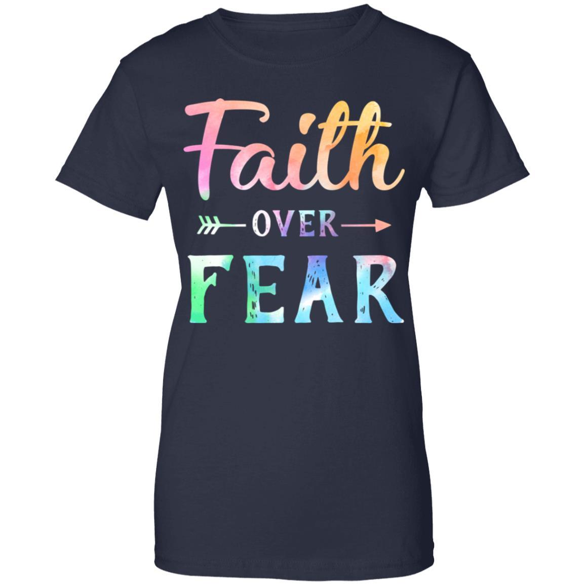 Faith Over Fear Christian Gift For Women-T-Shirt & Hoodie-Women's T-Shirt-Navy