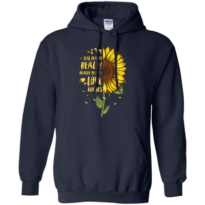 I Just Really Really Love Horses Sunflower-T-Shirt & Tank Top-Pullover Hoodie-Navy