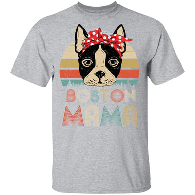 Brown Boston Terrier Mama Bostie Mom Gifts Vintage Women-T-Shirt & Hoodie-Classic T-Shirt-Sport Grey