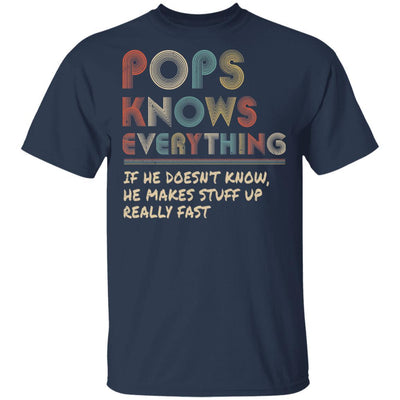 Pops Know Everything Vintage Pops Father's Day Gift-T-Shirt & Hoodie-Classic T-Shirt-Navy