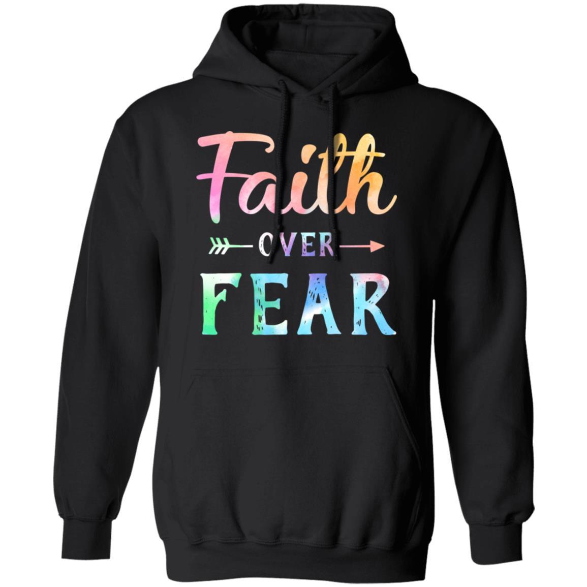 Faith Over Fear Christian Gift For Women-T-Shirt & Hoodie-Pullover Hoodie-Black