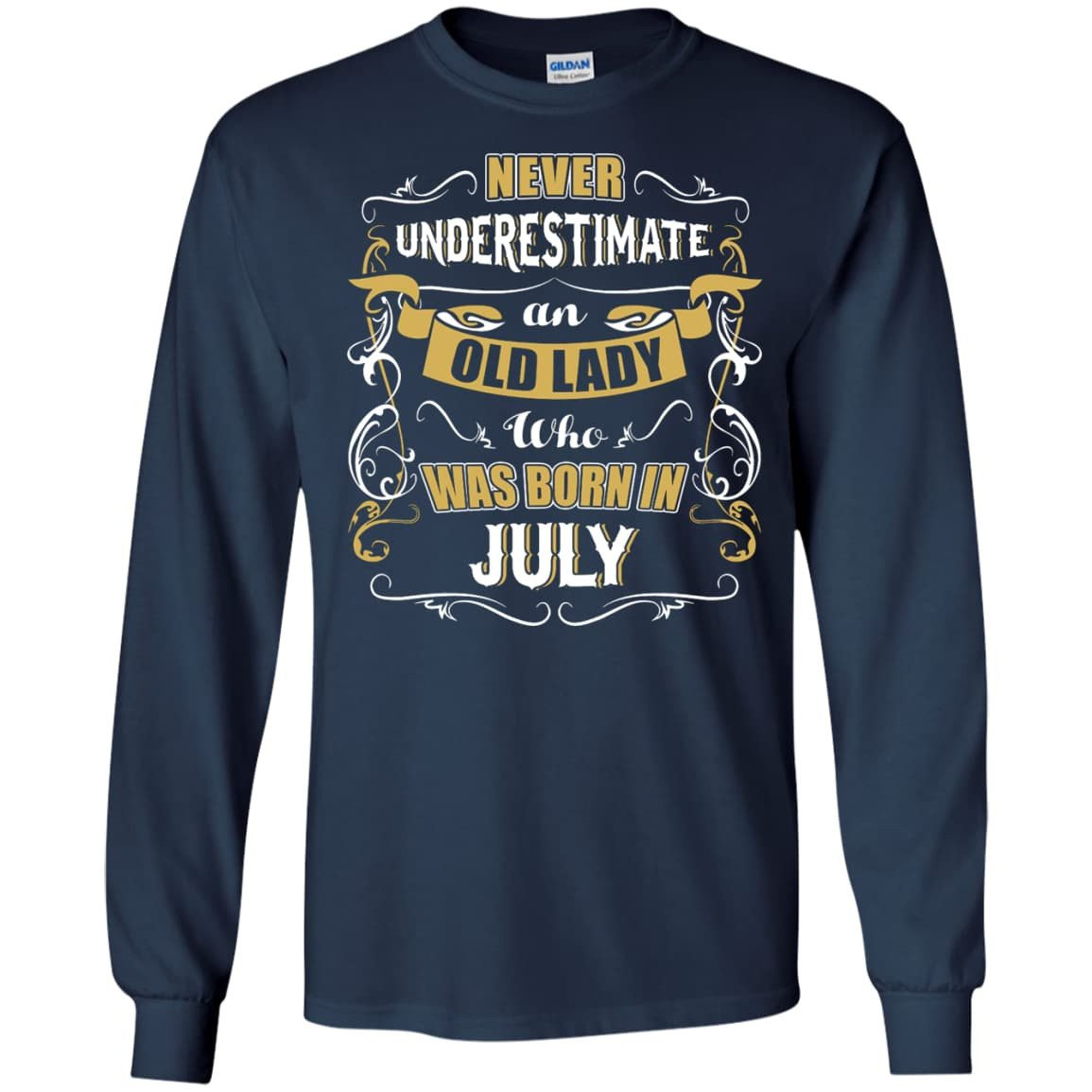 An Old Lady Who Was Born In July-T-Shirt & Hoodie-Long Sleeve T-Shirt-Navy