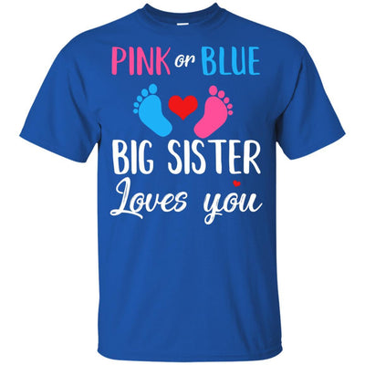 Pink Or Blue Big Sister Loves You Funny Gender Reveal Party Gift Youth-Youth Shirt-Youth T-Shirt-Royal