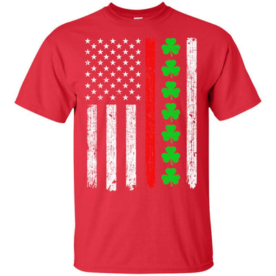 Thin Red Line Shamrock Irish St Patricks Day Fireman-T-Shirt & Hoodie-Classic T-Shirt-Red