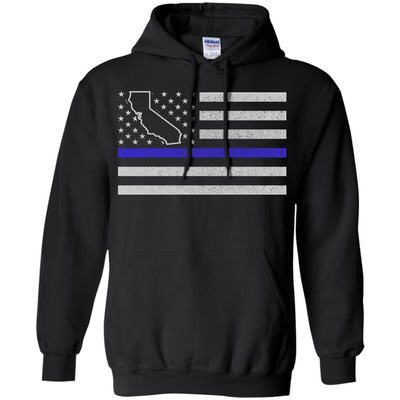 California Thin Blue Line Police State-T-Shirt & Hoodie-Pullover Hoodie-Black