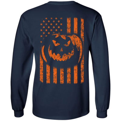 Halloween American Flag-T-Shirt & Hoodie-Long Sleeve T-Shirt-Navy