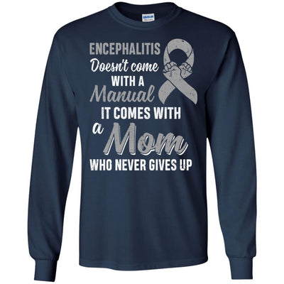 Encephalitis Awareness Mom Warrior Gifts-T-Shirt & Hoodie-Long Sleeve T-Shirt-Navy