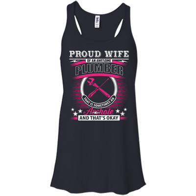 Proud Wife Of An Awesome Plumber-T-Shirt & Hoodie-Women's Flowy Racerback Tank-Midnight
