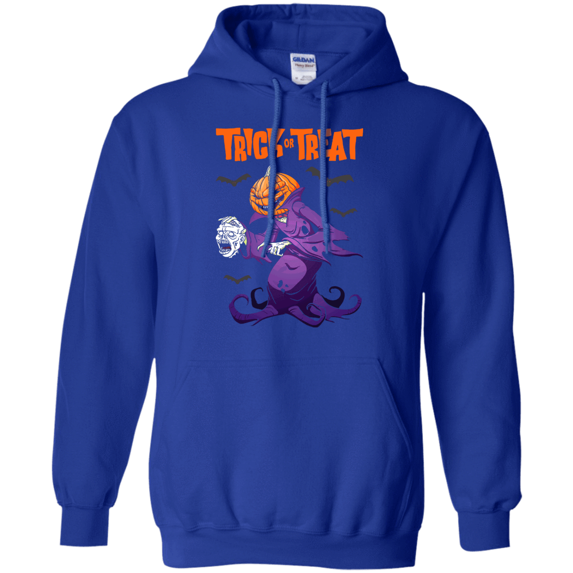 Trick Or Treat Pumpkin Zombie Halloween-T-Shirt & Hoodie-Pullover Hoodie-Royal