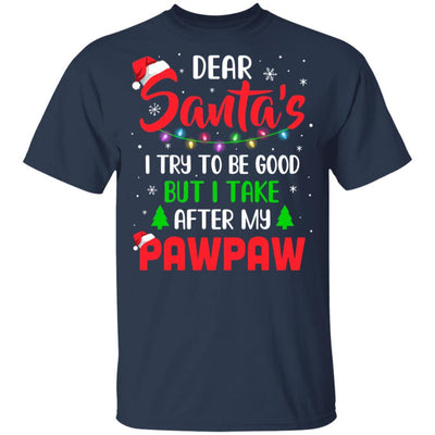 Dear Santa I Tried To Be Good But My PawPaw Christmas Kids Youth-Youth Shirt-Youth T-Shirt-Navy