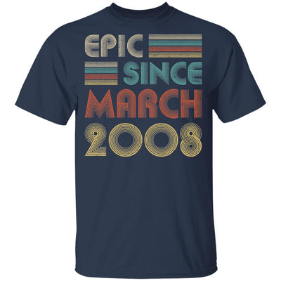 Epic Since March 2008 Vintage 13th Birthday Gifts Youth-Youth Shirt-Youth T-Shirt-Navy