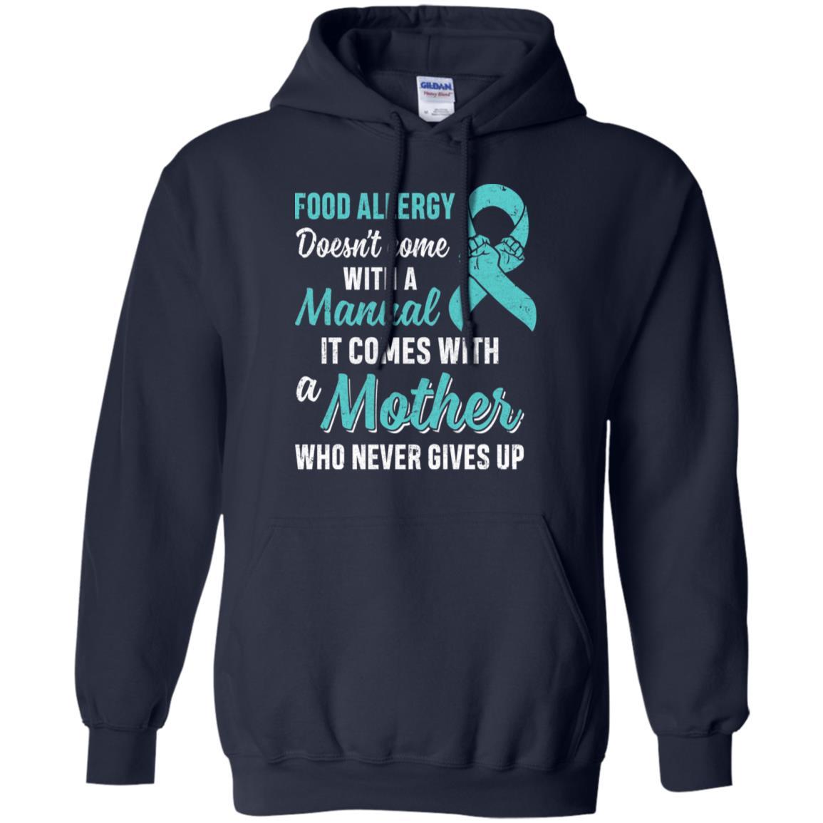 Funny Gift Food Allergy Mom Awareness Warrior-T-Shirt & Hoodie-Pullover Hoodie-Navy
