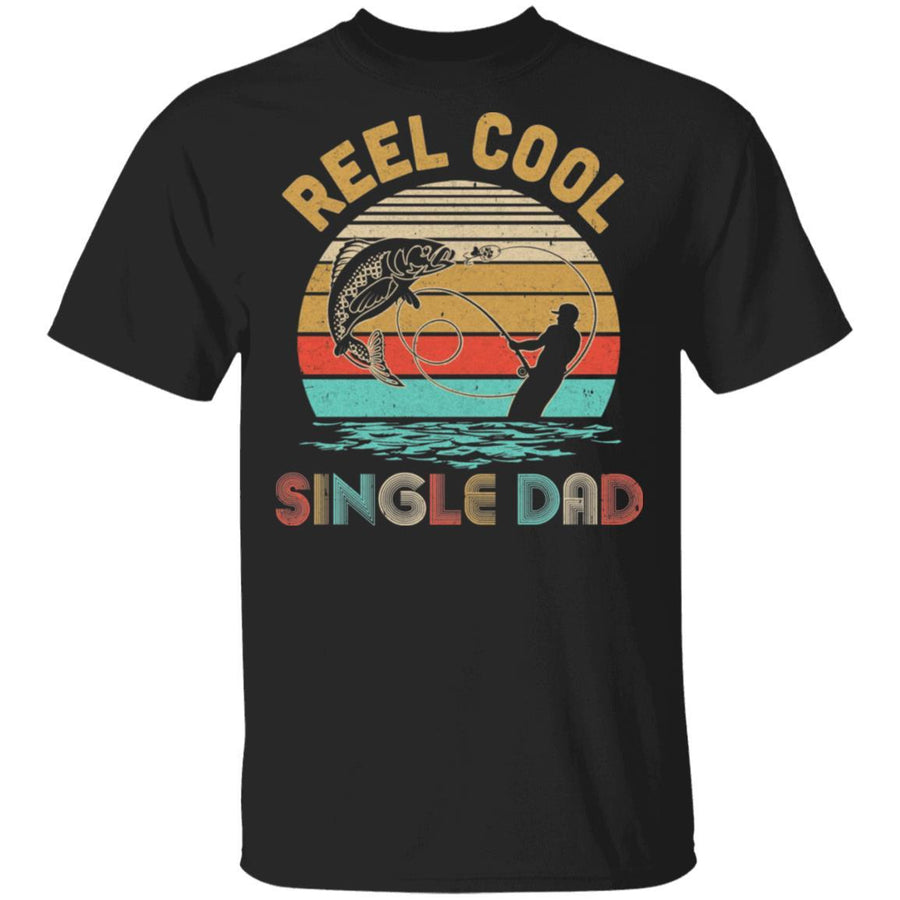 Vintage Reel Cool Single Dad Fish Fishing Father's Day Gift-T-Shirt & Hoodie-Classic T-Shirt-Black