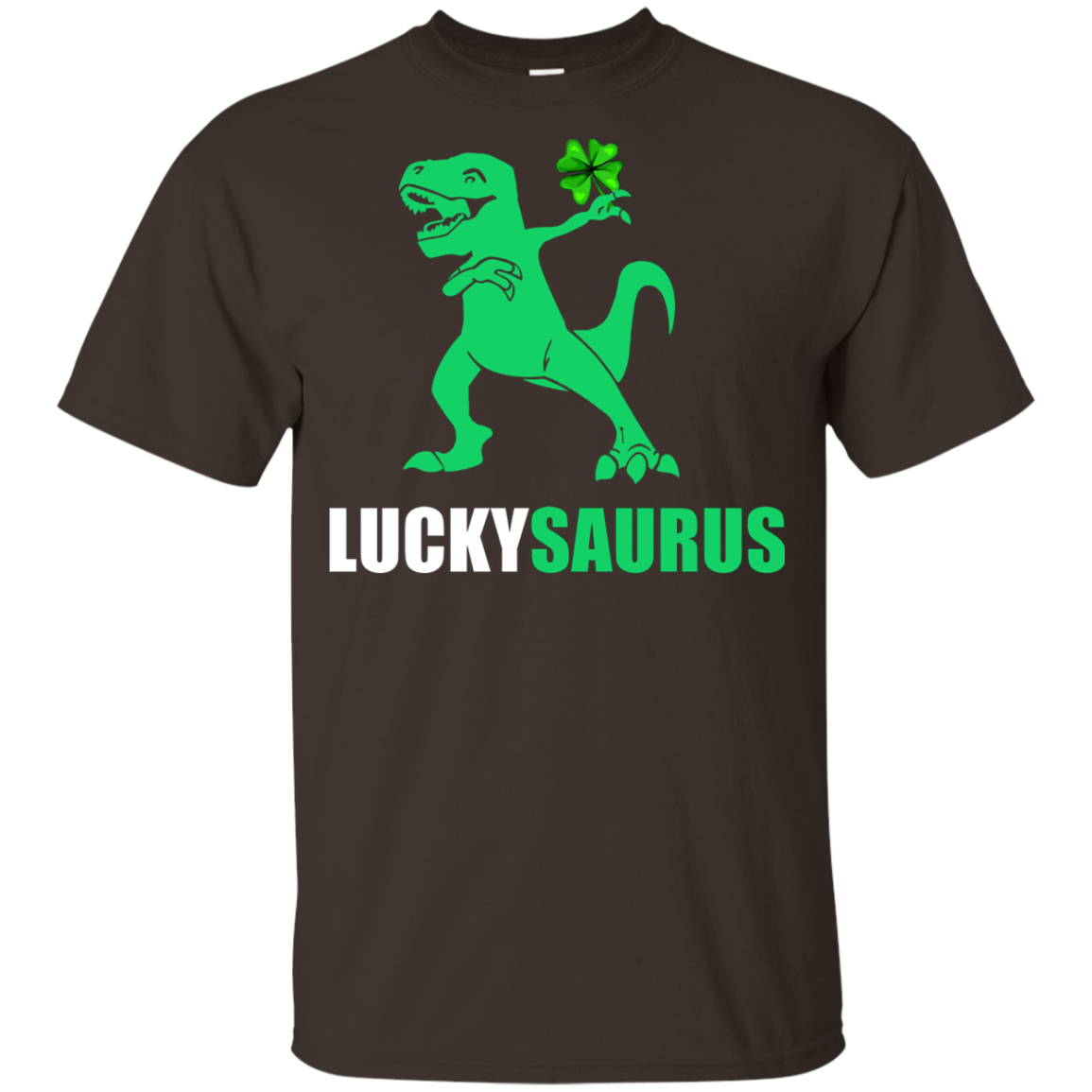 Irish Dinosaur Leprechaun St Patricks Day Luckysaurus Youth-Youth Shirt-Youth T-Shirt-Dark Chocolate