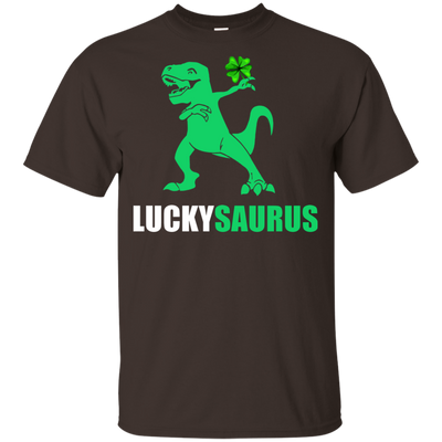 Irish Dinosaur Leprechaun St Patricks Day Luckysaurus Youth-Youth Shirt-Youth T-Shirt-Dark Chocolate