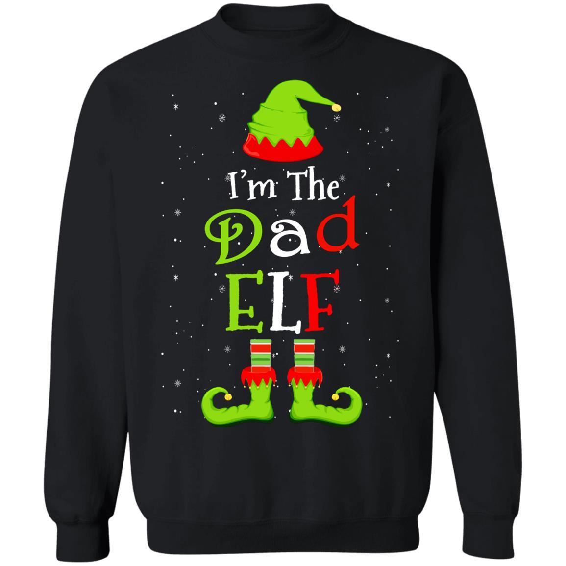 I'm The Dad Elf Family Matching Funny Christmas Group Gift-T-Shirt & Sweatshirt-Crewneck Sweatshirt-Black