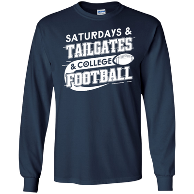 SATURDAYS TAILGATES COLLEGE FOOTBALL-T-Shirt & Hoodie-Long Sleeve T-Shirt-Navy