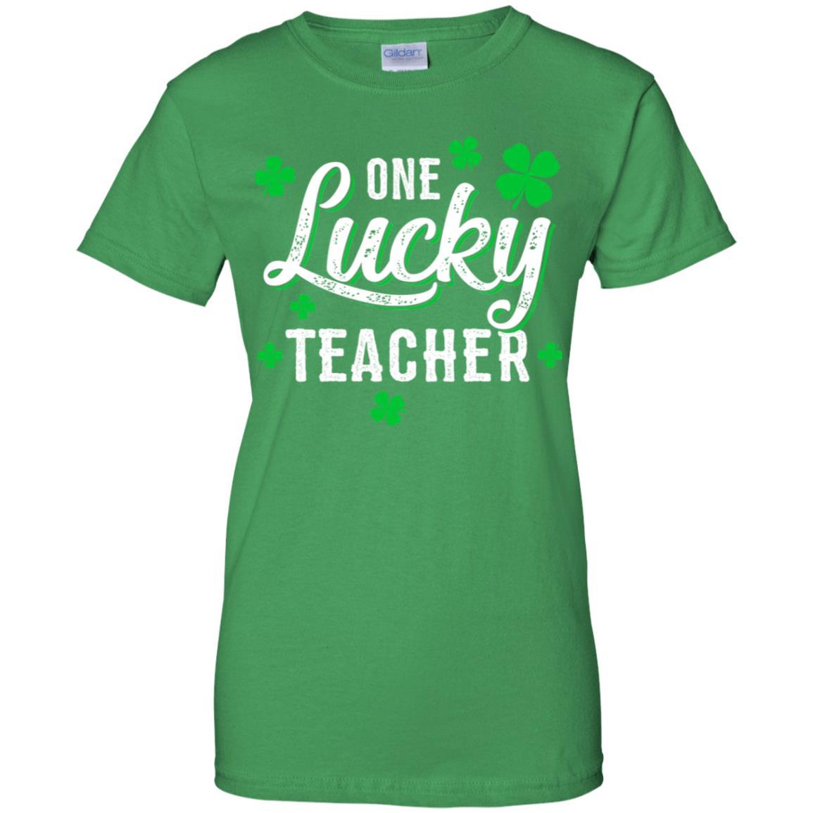 One Lucky Teacher Irish Shamrocks Funny St Patrick Day-T-Shirt & Hoodie-Women's T-Shirt-Irish Green
