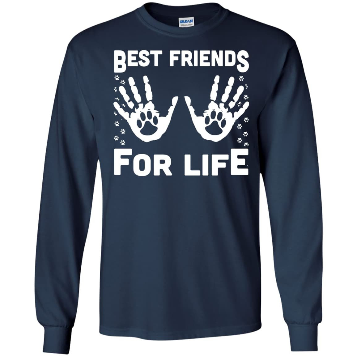 Funny Cat Best Friends For Life-T-Shirt & Hoodie-Long Sleeve T-Shirt-Navy