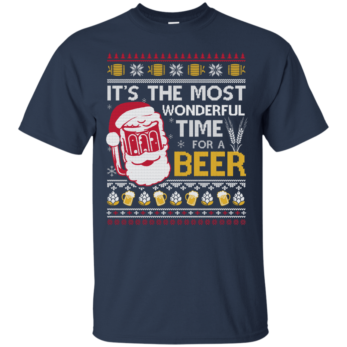It's The Most Wonderful Time For A Beer Sweater-T-Shirt & Hoodie-Classic T-Shirt-Navy