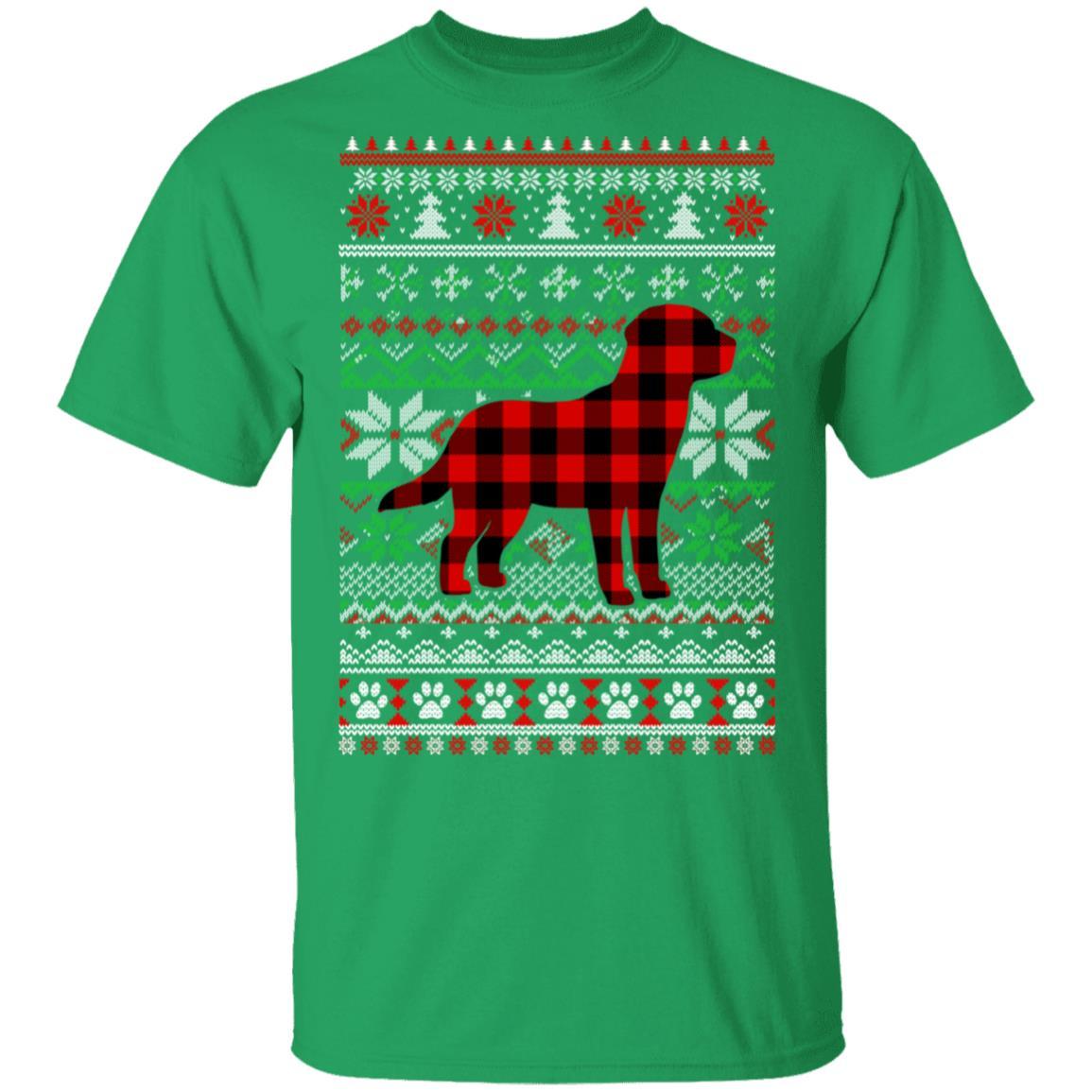 Labrador Red Plaid Ugly Christmas Sweater Gifts-T-Shirt & Sweatshirt-Classic T-Shirt-Irish Green