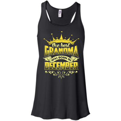 The Best Grandma Was Born In December-T-Shirt & Hoodie-Women's Flowy Racerback Tank-Black