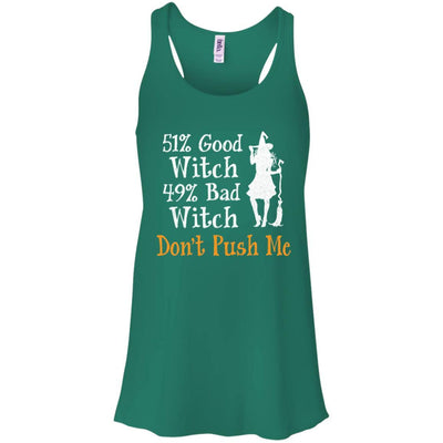 51% Good Witch 49% Bad Witch Halloween Costume Gift-T-Shirt & Tank Top-Women's Flowy Racerback Tank-Kelly Green
